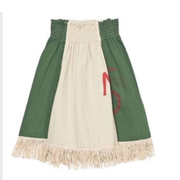 the animals observatory Other - The Animals Observatory Color Block Green Smocked Waist Midi Skirt with Fringe 8